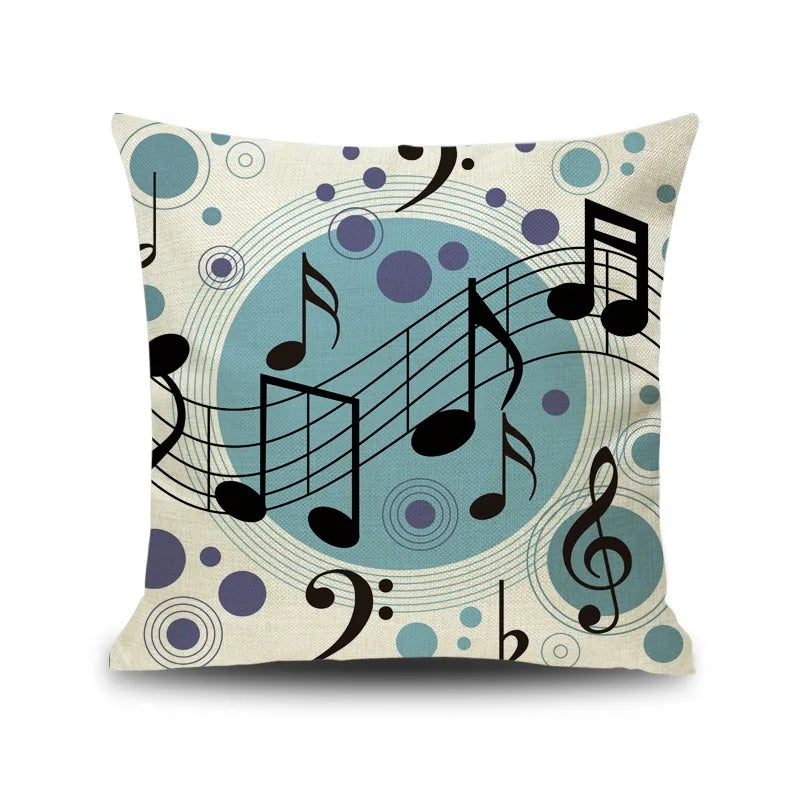 Decorbites™ Notenbrief Piano-Grafik-Druck Leinen-Kissenbezug 45x45cm Wohnzimmer-Dekoration
