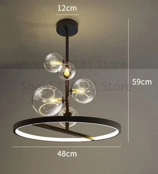Decorbites™ Glasball-LED-Kronleuchter: Moderne lange Pendelleuchte für Wohnzimmer und Geschäft