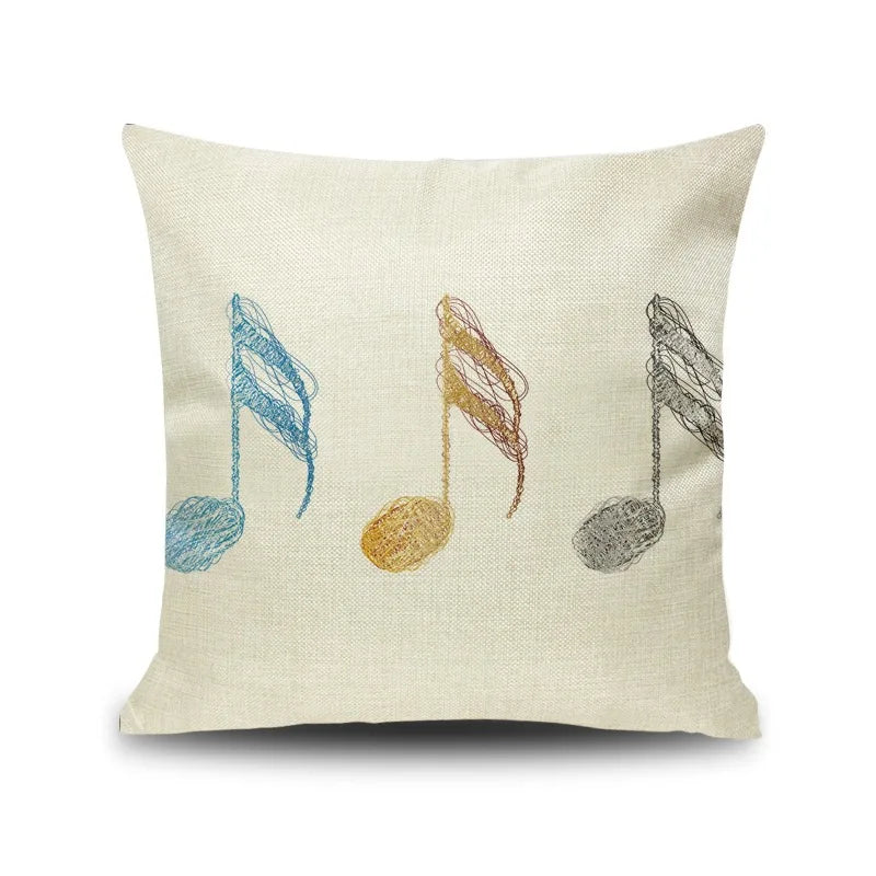 Decorbites™ Notenbrief Piano-Grafik-Druck Leinen-Kissenbezug 45x45cm Wohnzimmer-Dekoration