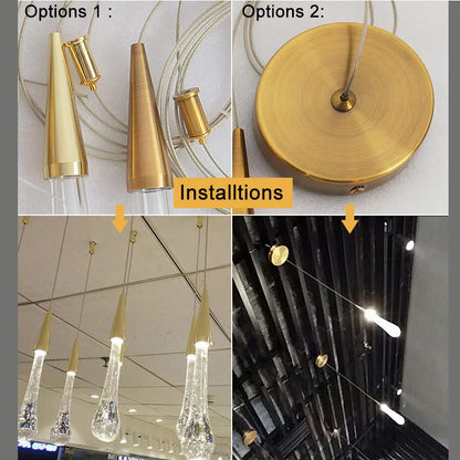 DecorBites™ Crystal Glass LED Pendant Tear Drop Light Chandelier