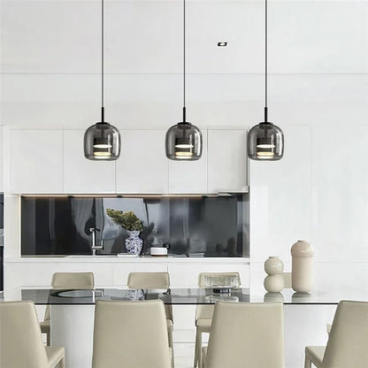 Decorbites™ Glas-Schalen-Kronleuchter: Moderne nordische LED-Rauch-Glasleuchte für Esszimmer, Bar – Innenraum-Dekorationsbeleuchtung