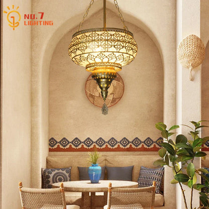 Decorbites™ Gold-Lustre Eisenkunst-Aufhängerleuchten LED E27, exotisches Design für Zuhause, Restaurant, Bar