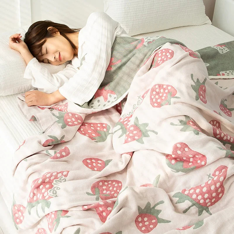 DecorBites™ Cotton Gauze Boho Throw Blanket - Cozy Bedspread & Sofa Cover