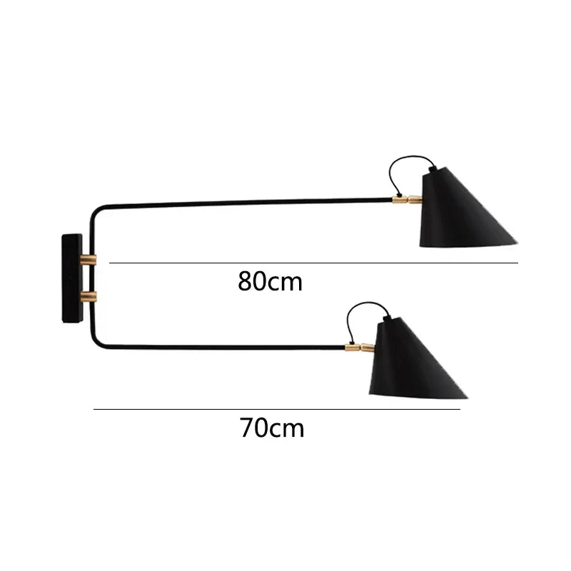 Decorbites™ Industrielle Vintage Wandlampe Schwingarm Verstellbar E27 Schwarz Wohnzimmer