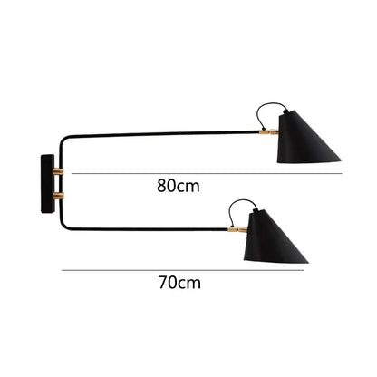 Decorbites™ Industrielle Vintage Wandlampe Schwingarm Verstellbar E27 Schwarz Wohnzimmer