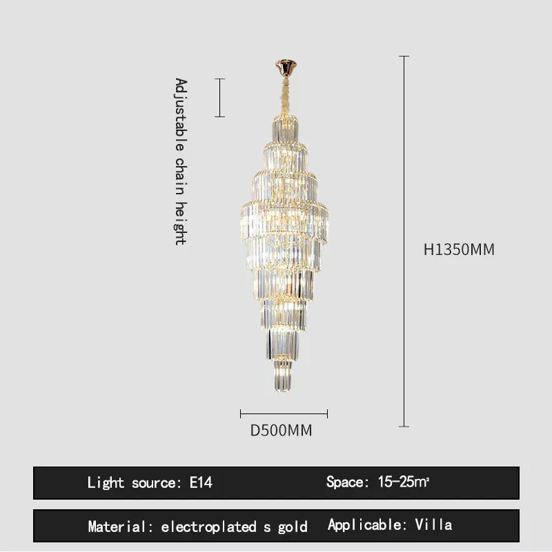 Decorbites™ Kristallanhänger-Lüster für Hotel-Lobby – Luxuriöses Hohl-Design – Nordischer Villenstil