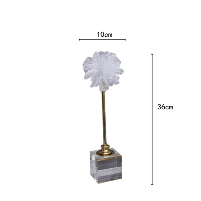 DecorBites™ Crystal Flower Glass Craft Hyalinite Sculpture Metal Decor Figurine