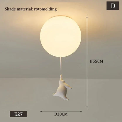 Polar Bear Resin Pendant Light for Kids Spaces