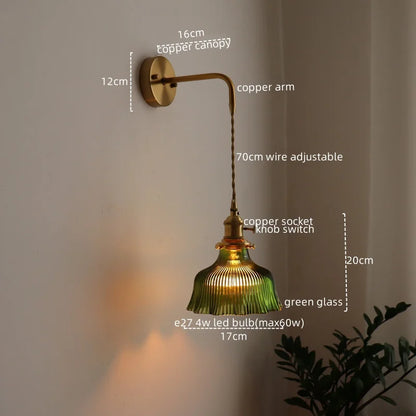 DecorBites™ LED Wall Lamp Glass Copper Arandelas Para Parede Retro Style for Living Room