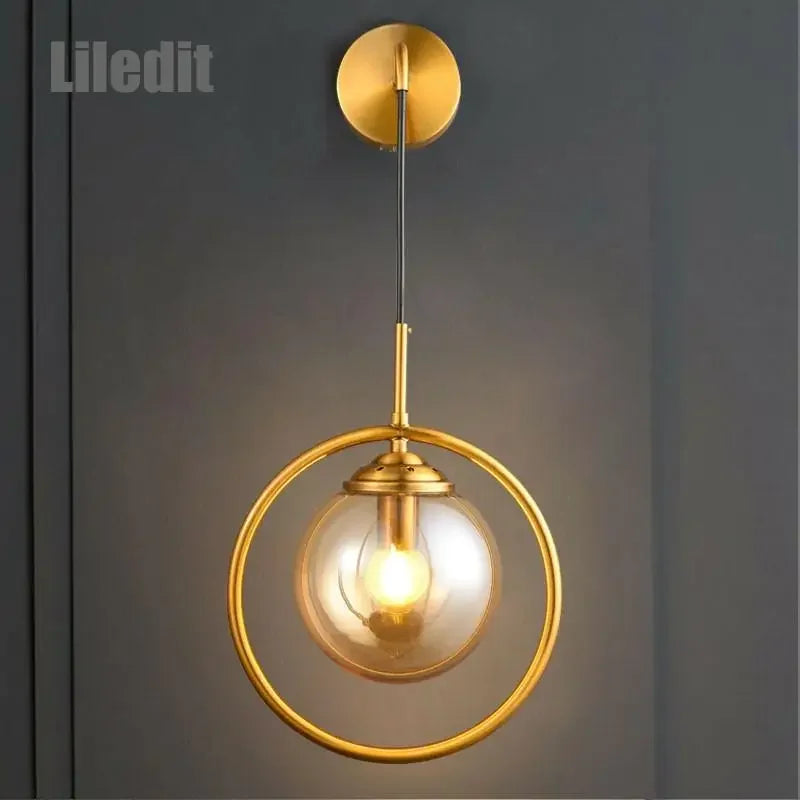 Decorbites™ Glas-Kugeln-Wandleuchte Goldenes Nachttischlampen-Armatur für die Hausdekoration