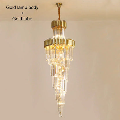 DecorBites™ Crystal LED Chandeliers: Luxury Multi-layer Staircase Lighting, Black Stainless Steel