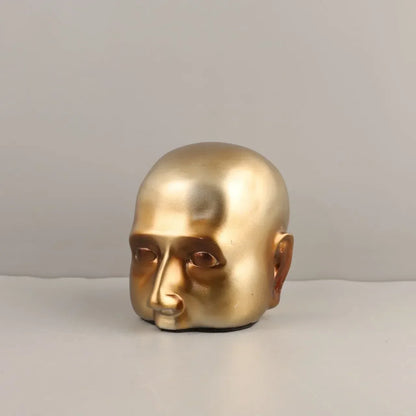 Decorbites™ Goldener Kopf Halbgesicht Harz-Skulptur Abstraktes Porträt Heimdekoration Figur
