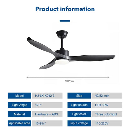 Decorbites™ 52" Reiner Kupfer-DC-Deckenventilator mit Fernbedienung, ABS-Flügel, 35W LED-Licht