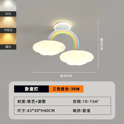 DecorBites™ Cream Clouds Rainbow Ceiling Lamp for Children's Bedroom