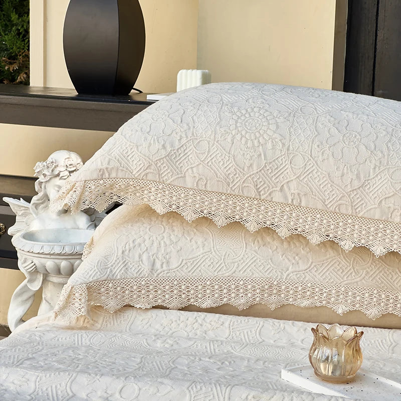 DecorBites™ Cotton Quilted Bedspread Set with Bed Skirt & Pillowcases