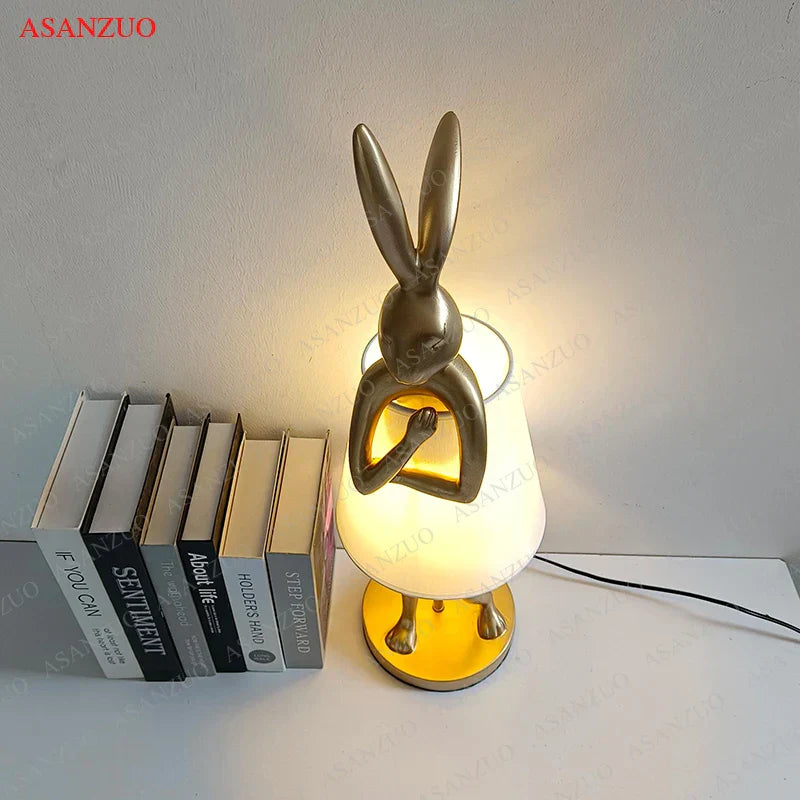 DecorBites™ Bathing Rabbit Resin Table Lamp for Living Room and Bedroom Decor