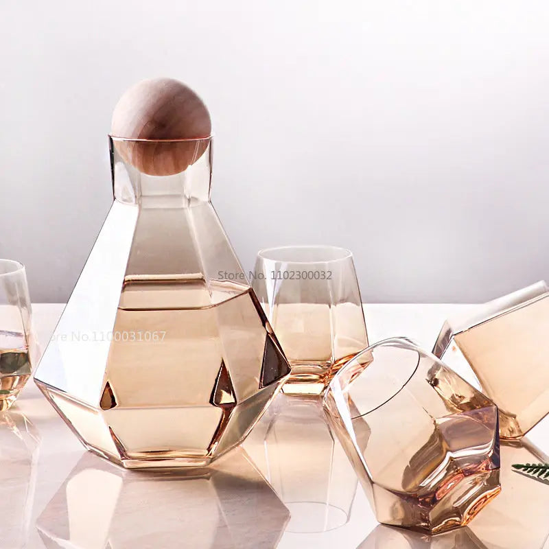 Decorbites™ Diamantkristall-Glas-Wasser-Kessel-Tassen-Set – Klarer Luxus-Saftekännchen