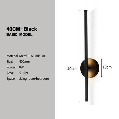 DecorBites™ 360° Rotation LED Wall Lights for Sofa Background, Black Wall Sconce Fixtures