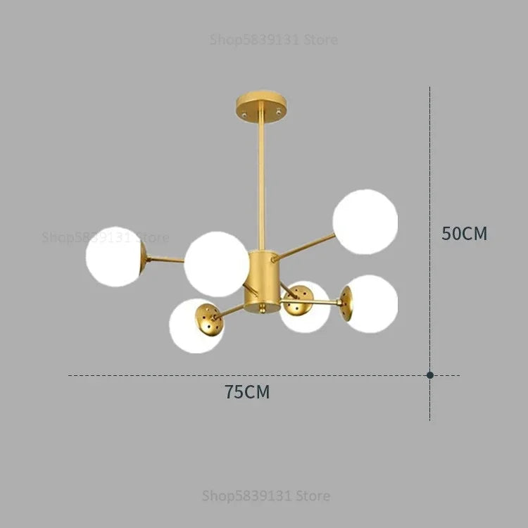 Decorbites™ Glas-Kugelleuchter Moderner Nordischer Kronleuchter LED Wohnzimmer-Dekoration