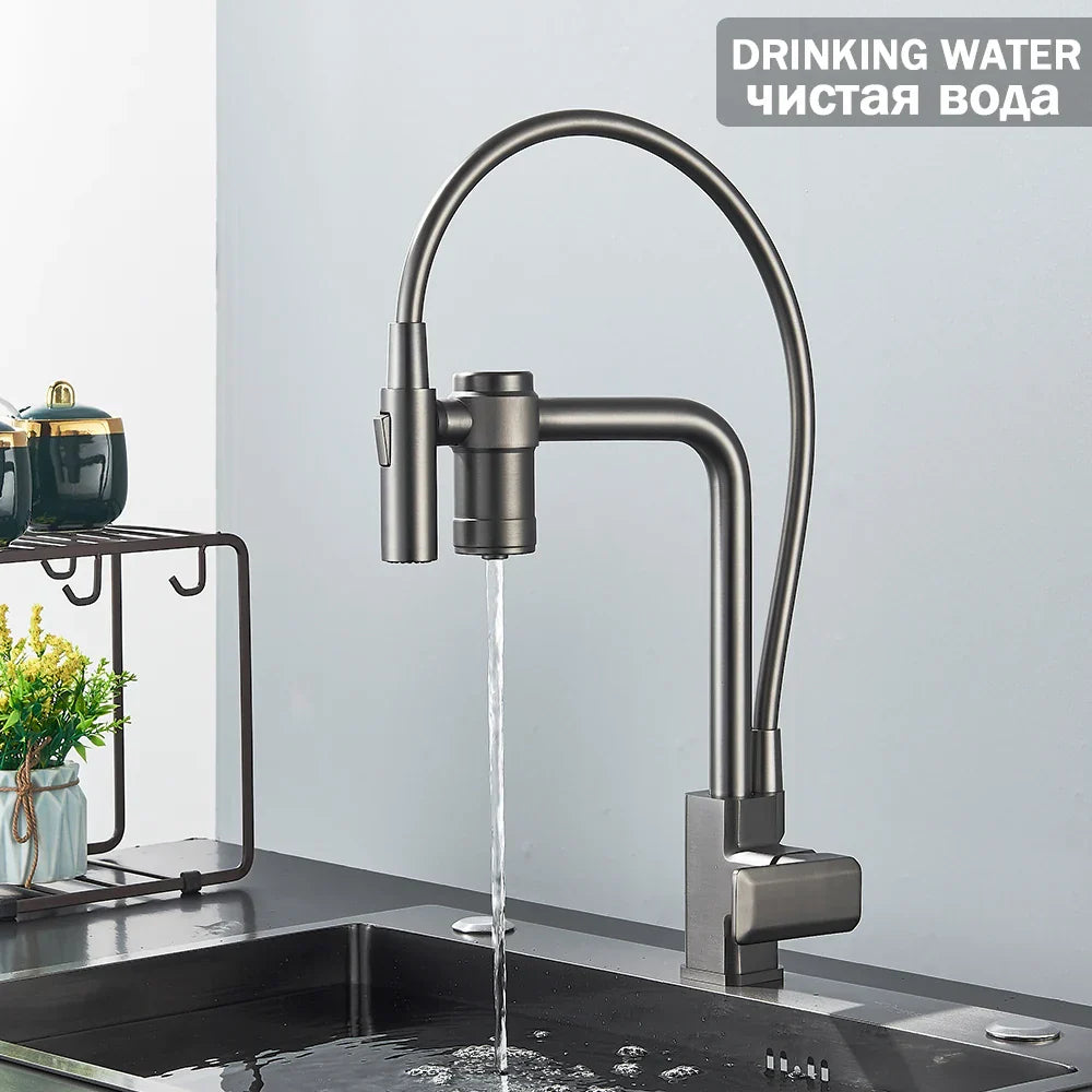 Decorbites™ Gewehrgrau gefilterter Wasser-Küchenarmatur mit herausziehbarem Sprühkopf