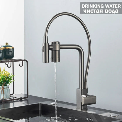 Decorbites™ Gewehrgrau gefilterter Wasser-Küchenarmatur mit herausziehbarem Sprühkopf