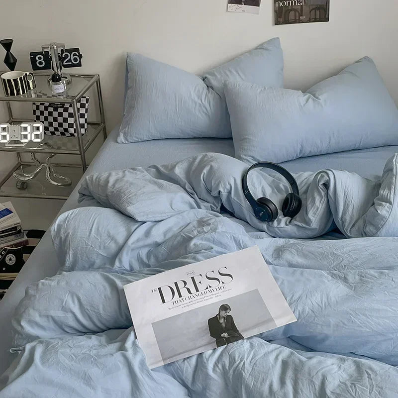 DecorBites™ Cotton Bedding Set with Comforter Cover, Sheet, and Pillowcase Set