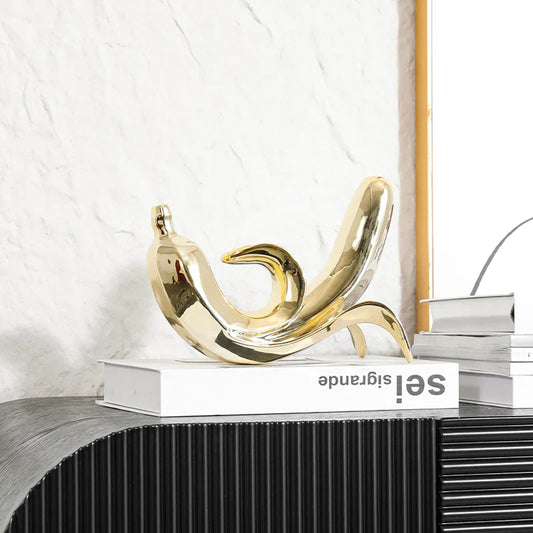 Decorbites™ Goldene Banane Figur aus Harz Dekorative Statue Heimdekoration Figur