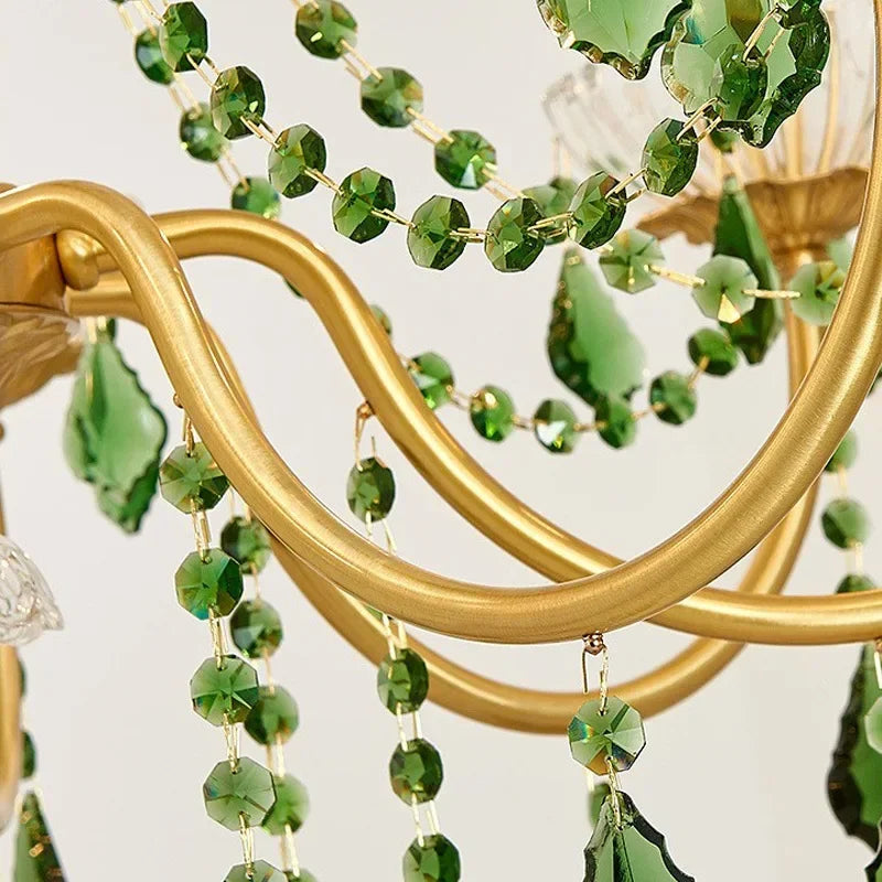 Green Crystal Boho Chandelier