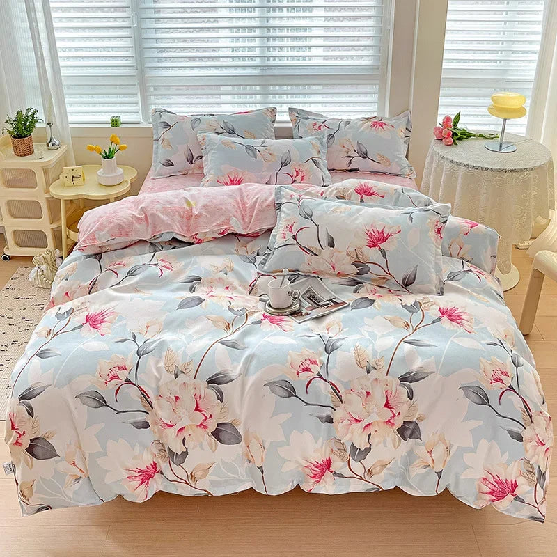 DecorBites™ Cotton Printed Bedding Set: Cozy, Breathable, All Seasons Comforter Set