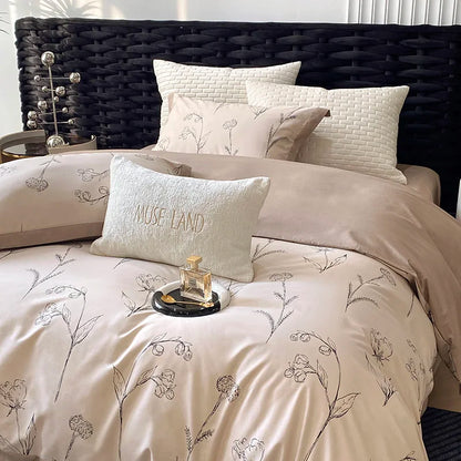 Decorbites™-Ägyptische-Baumwoll-Bettwäsche-Set: Queen King Ru Größe Druck D Duvet Cover Sheet Kissenbezug