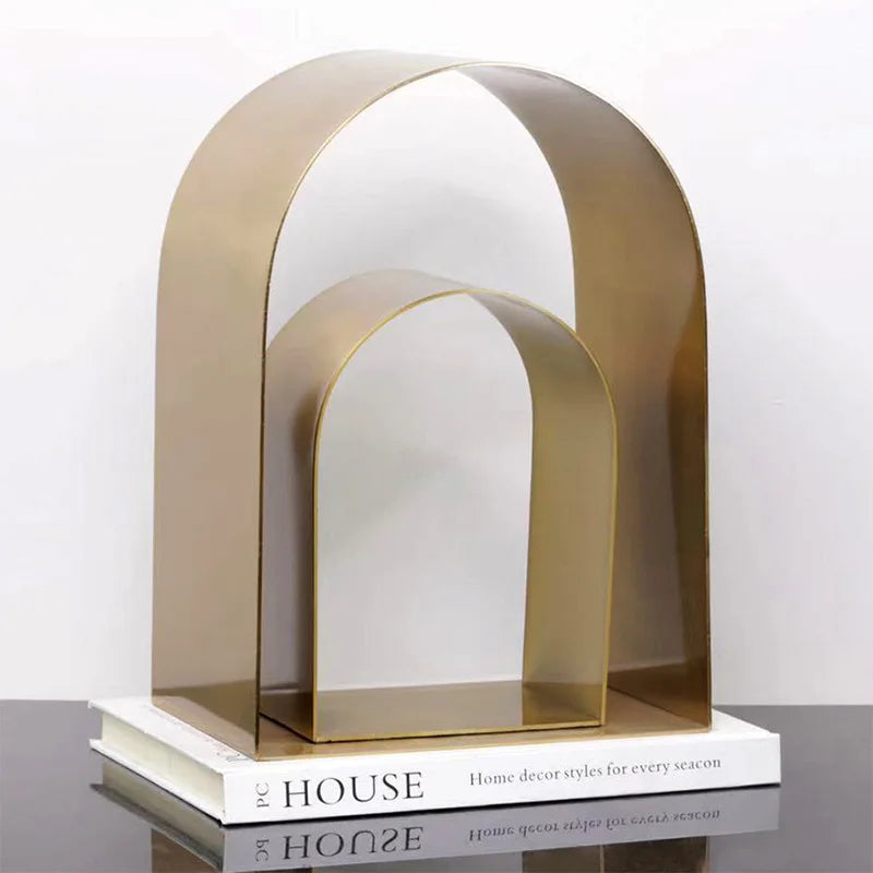 Decorbites™ Goldene Bögen Metallskulptur Raumdekoration Geometrisches Handwerk Figurine