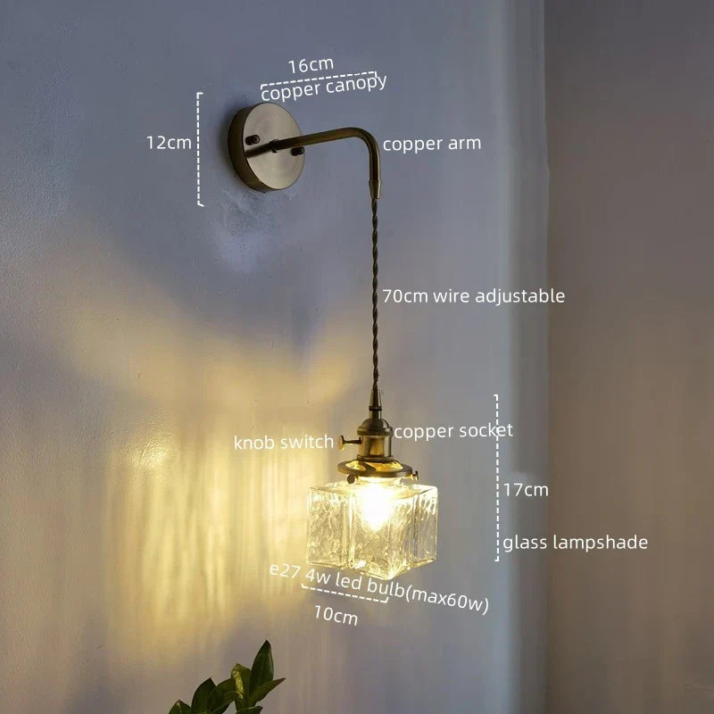 DecorBites™ Glass Copper LED Wall Lamp Modern Corridor Bedside Light