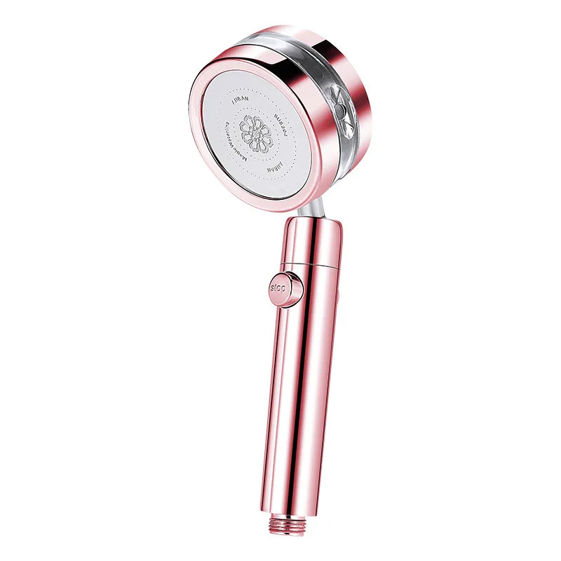 Decorbites™ Doppelscheiben-Turbo-Duschkopf mit Spiral-Wasserströmung und Ein-Knopf-Stopp