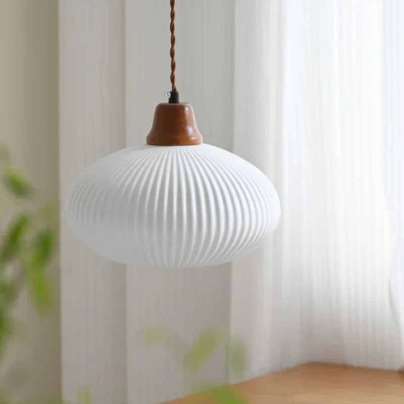 Decorbites™ Braune Holz LED-Hängeleuchte Keramik Nordisches Lichtarmatur
