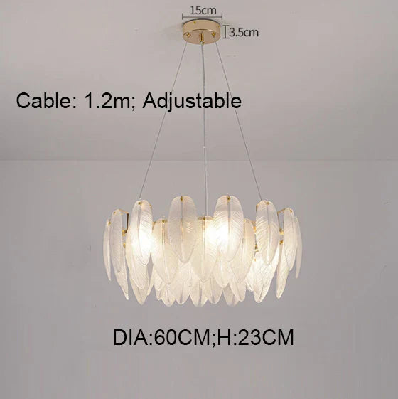 Gold Feather Chandelier Light