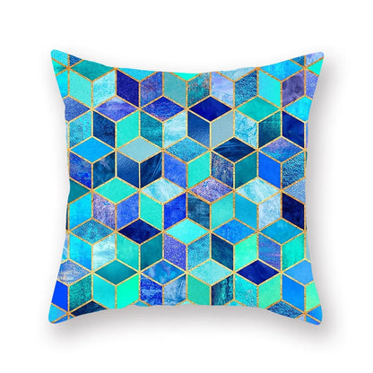 DecorBites™ Geometric Leaf Flower Pillowcase Teal Blue Sofa Car Home Decor Throw Cover
