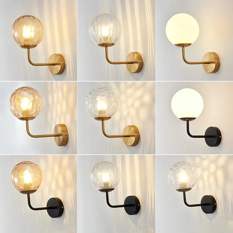 Decorbites™ Glasball-LED-Wandleuchte: Gold Nordisch Minimalistische Wandlampen Beleuchtung Schlafzimmer-Dekor-Armaturen