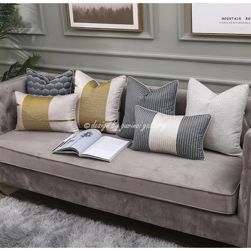 DecorBites™ Frosted Gold Satin Lumbar Pillow Covers - Luxe Sofa Cushion Cases