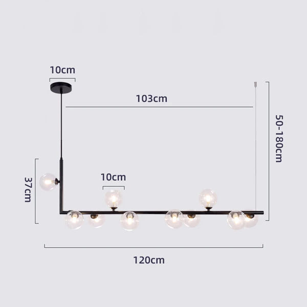 Decorbites™ Glas Schwarz Kronleuchter Pendellampe Nordisch Modern Wohnzimmerleuchte