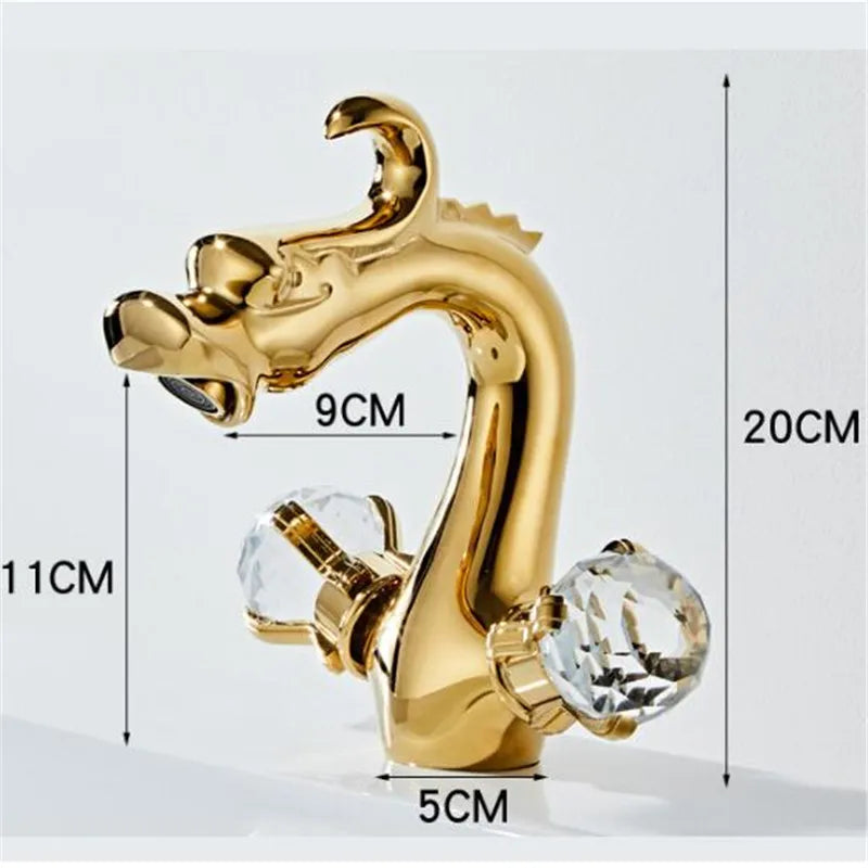 Gold Crystal Basin Faucet With Double Handles