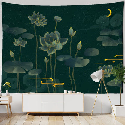Decorbites™ Koi-Lotus-Tinten-Gobelin-Wandbehang – Bohème-Ästhetik für die Hausdekoration