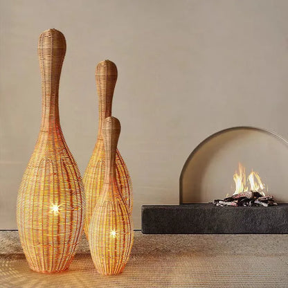 Decorbites™ Bambus-Bodenleuchte: Einzigartige Rattan-Lampe für Wohnzimmer, Schlafzimmer und Teehäuschen-Dekoration