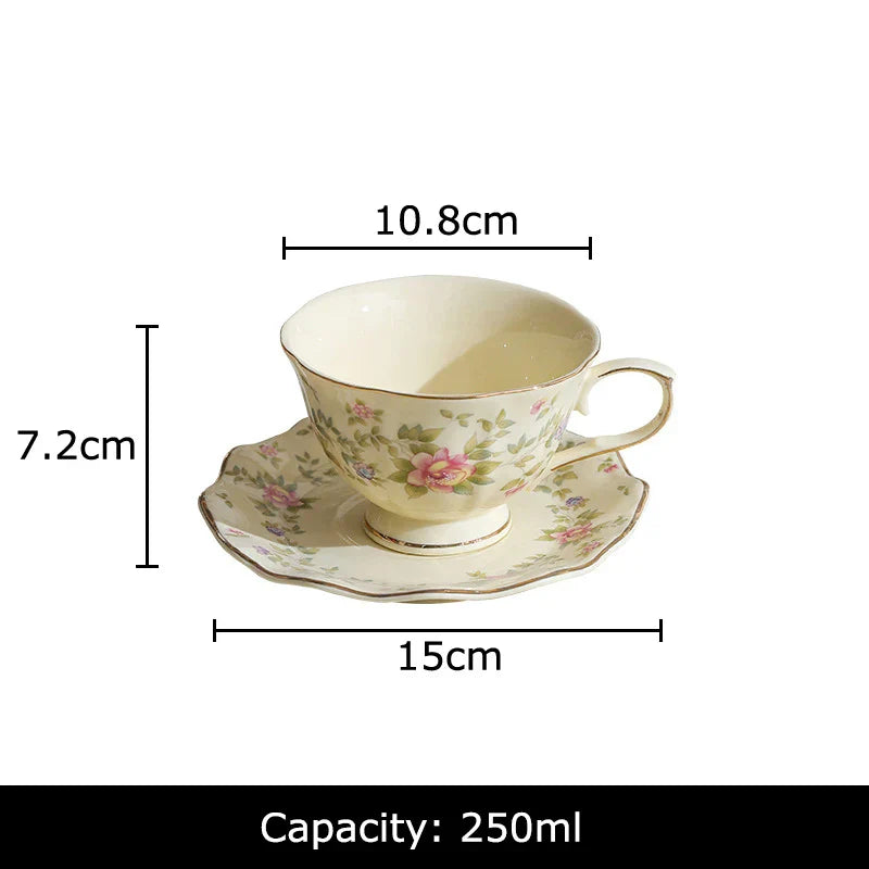 DecorBites™ Gold-plated Classical Ceramic Cup & Saucer Set for Dining Table Coffee Afternoon Tea