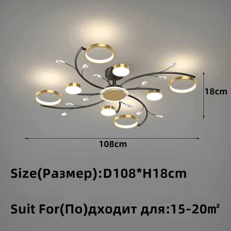 Gold Crystal LED Chandelier K9 12-Head