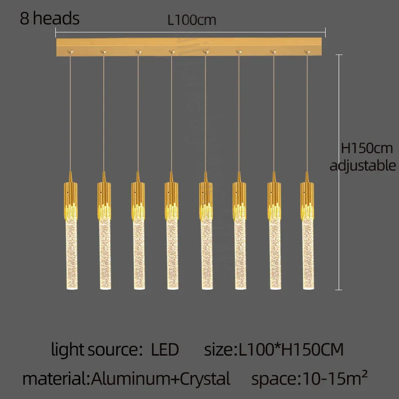 Gold Crystal Kitchen Chandelier 8-Head Design