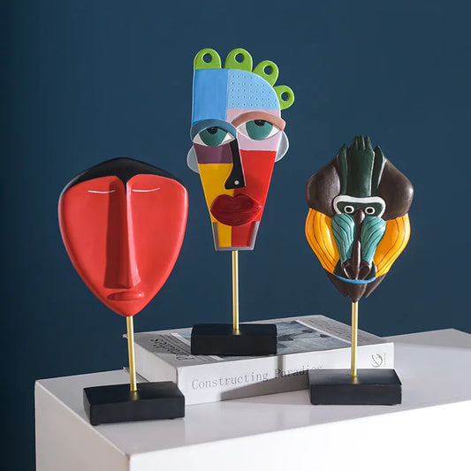 Decorbites™ Afrikanische abstrakte Gesicht-Affen-Skulptur für moderne Heimdekoration