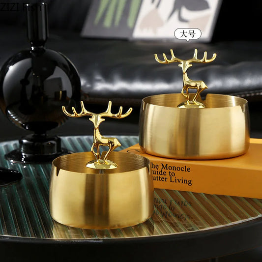 Decorbites™ Golden Deer Edelstahl-Aschenbecher | Raucherzubehör Weed-Aschenbecher Geschenk für den Freund