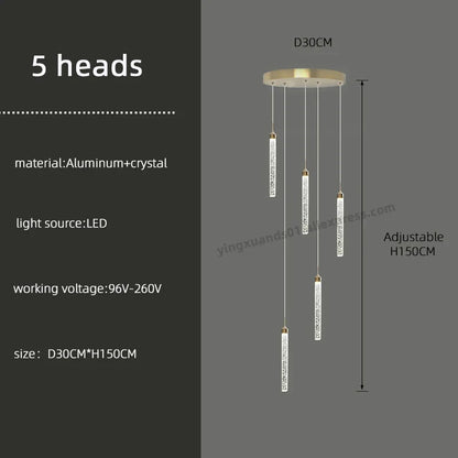 DecorBites™ Golden LED Crystal Chandelier for Living Room Staircase