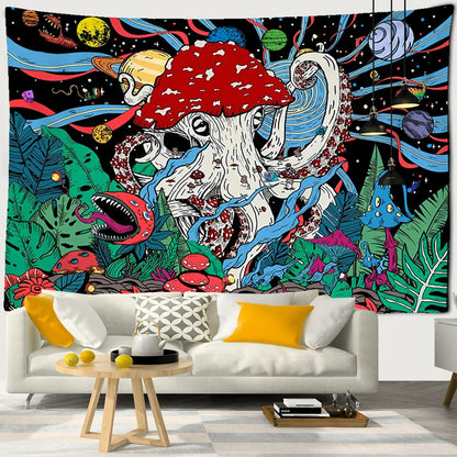 DecorBites™ Abstract Mushroom Tapestry Wall Hanging for Psychedelic Room Decor