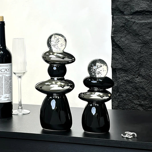 Decorbites™ Dekorative Kristallkugel-Statuen-Figuren für die Hausdekoration - Geometrischer Steinhaufen